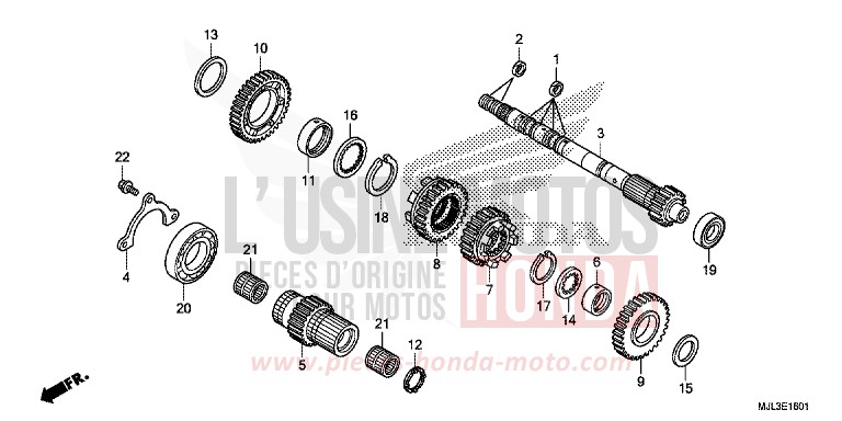 BOITE DE VITESSES (ARBRE SECONDAIRE) (NC700XD/750XD) de NC750X DCT SWORD SILVER METALLIC (NHA95) 2014
